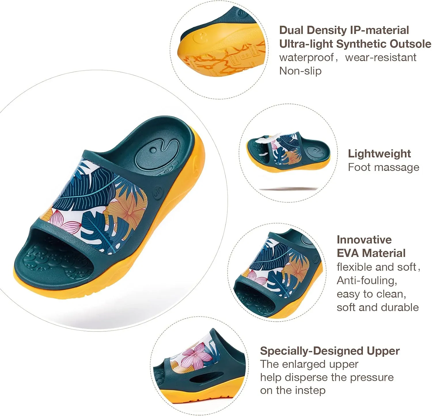 UIN Women's Slides Sandals Beach Summer Casual Art Painted Travel Anti-Slip Comfort Lightweight Fashion Slippers Ibiza