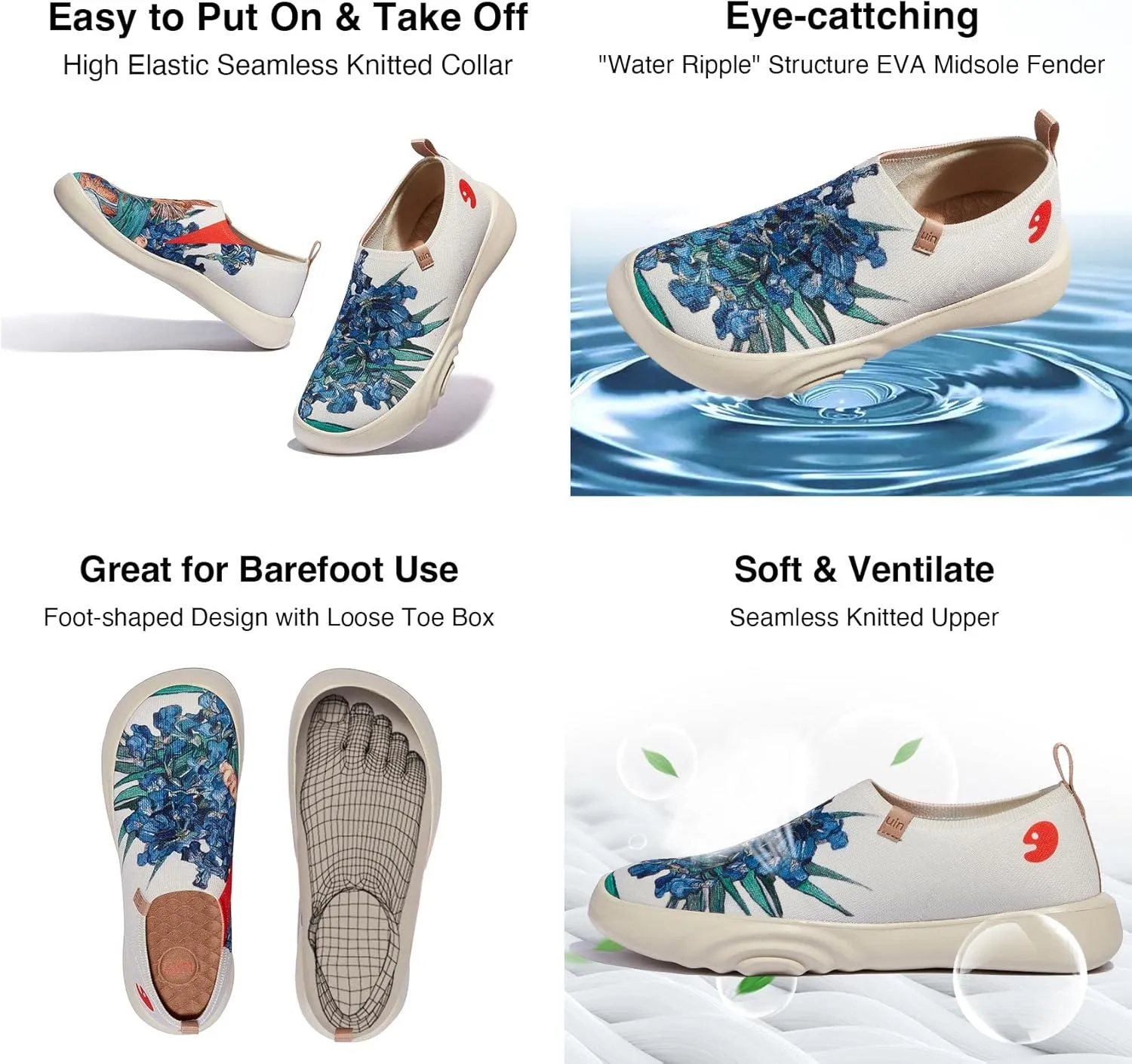 UIN x FatCatArt Collaboration Slip Ons Casual Loafers Lightweight Comfortable Sneakers Art Travel Shoes