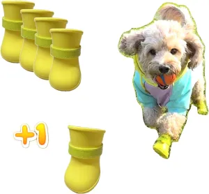 Ultra Soft Waterproof & Dirt-Resistant Yellow Dog Boots by Quality Life Hack (Plus One Free) - Size Large