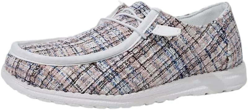 Unisex-Adult Comfort Canvas Loafers Sneakers Lightweight Boat Shoes Easy Slip-On Deck Shoes Elastic Lace-Up Non-Slip Flat Drving Shoes Breathable Walking Shoes for Men Women