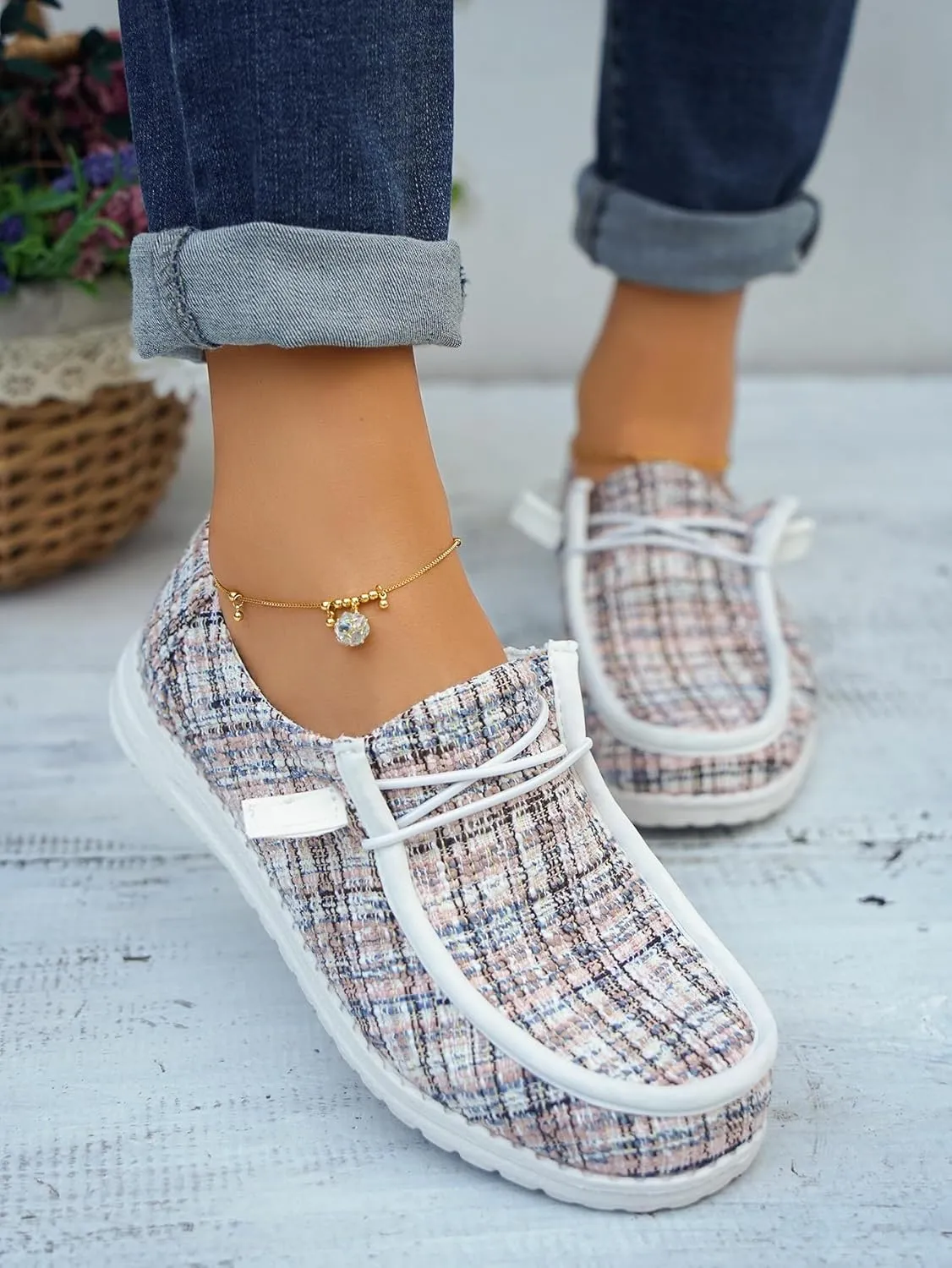 Unisex-Adult Comfort Canvas Loafers Sneakers Lightweight Boat Shoes Easy Slip-On Deck Shoes Elastic Lace-Up Non-Slip Flat Drving Shoes Breathable Walking Shoes for Men Women