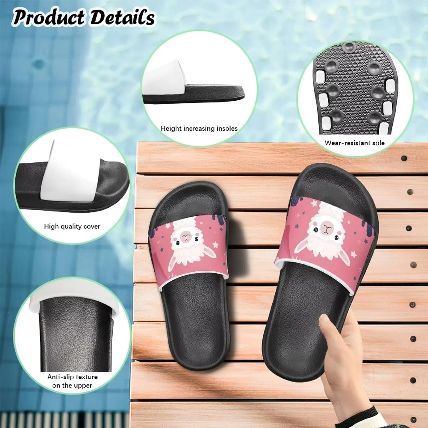Unisex-Child Bathroom Shower Sandals Open Toe Soft Sole Sandals Summer Non-slip Beach Pool Shoes Outdoor Sandals