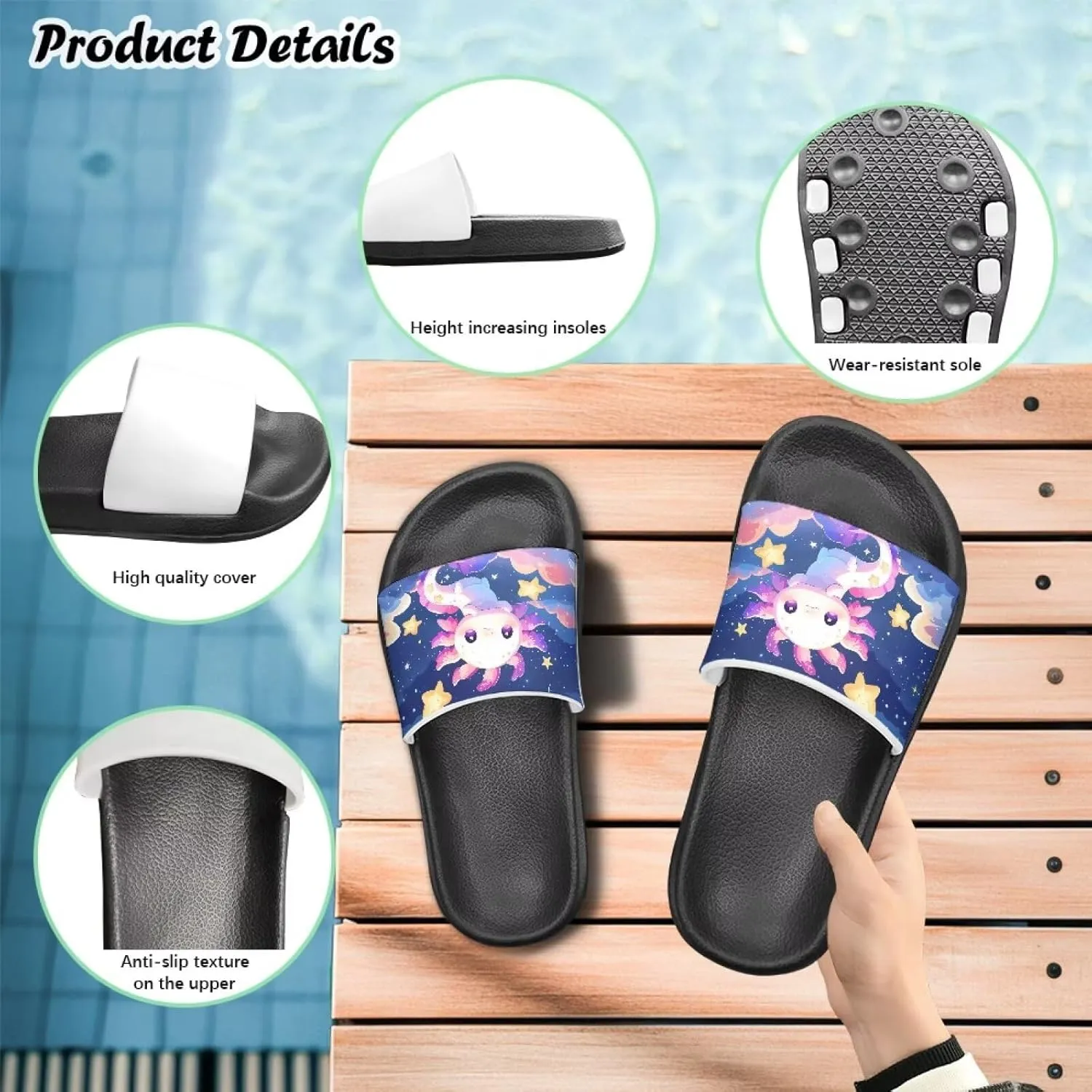 Unisex Slides for Girls Boys Comfortable Slippers Slides Non-slip Shower Shoes House Fashion Thick for Indoor & Outdoor Gifts