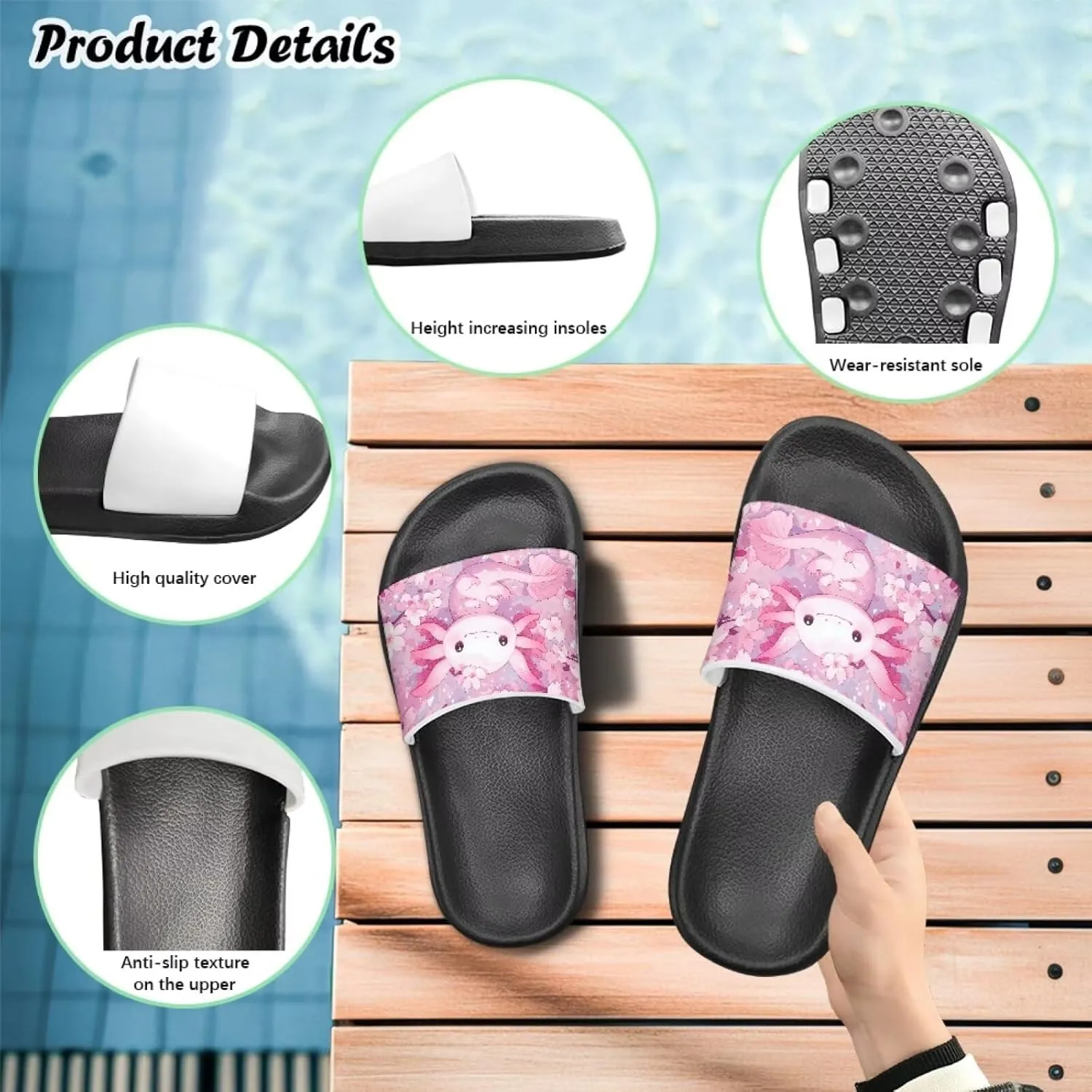 Unisex Slides for Girls Boys Comfortable Slippers Slides Non-slip Shower Shoes House Fashion Thick for Indoor & Outdoor Gifts