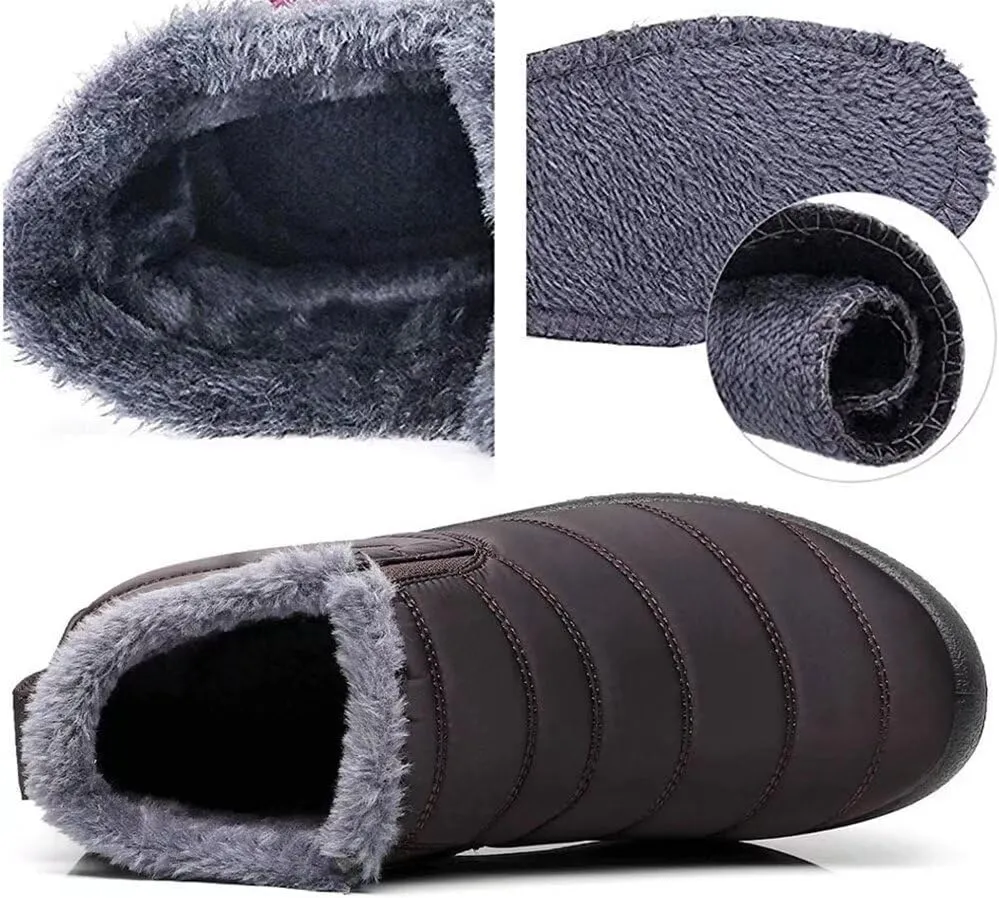Unisex Waterproof Winter Snow Boots Warm Ankle Booties Fur Lining Shoes Lightweight