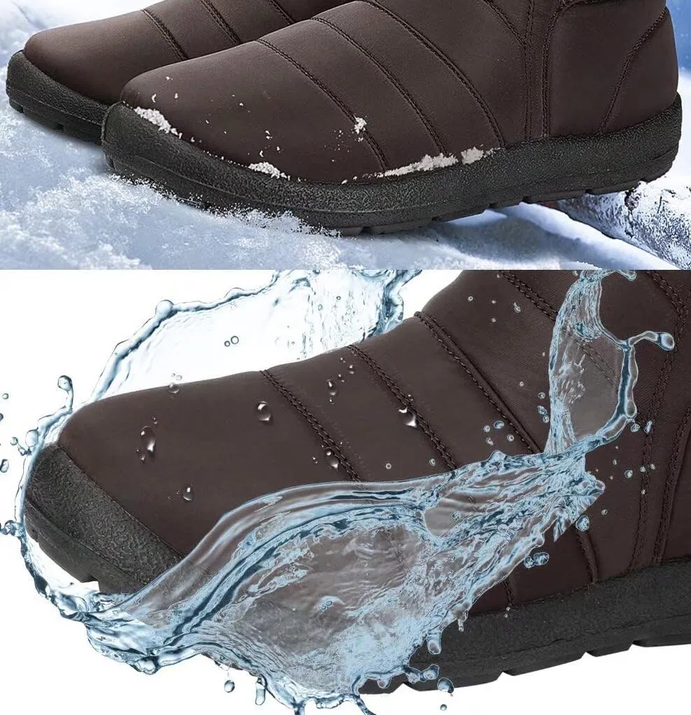 Unisex Waterproof Winter Snow Boots Warm Ankle Booties Fur Lining Shoes Lightweight