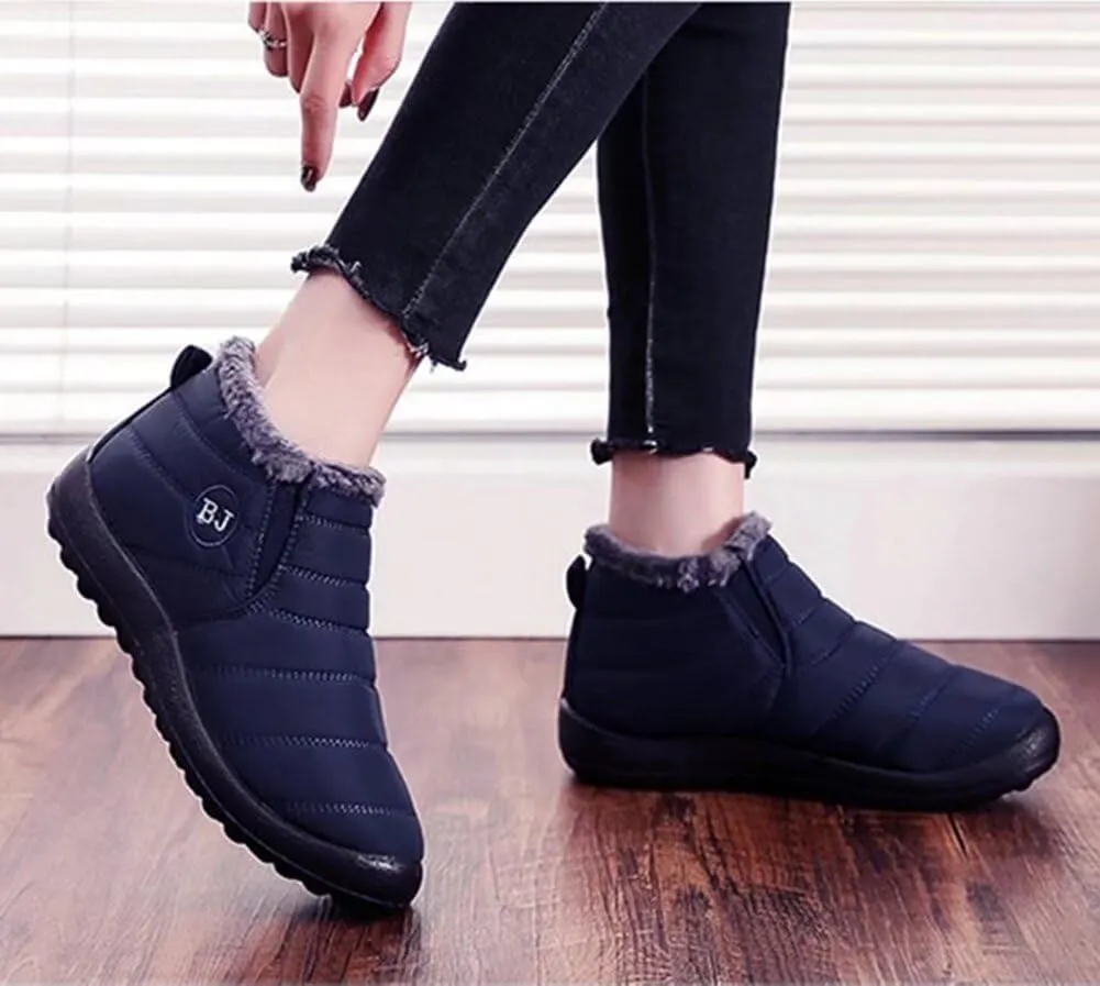 Unisex Waterproof Winter Snow Boots Warm Ankle Booties Fur Lining Shoes Lightweight