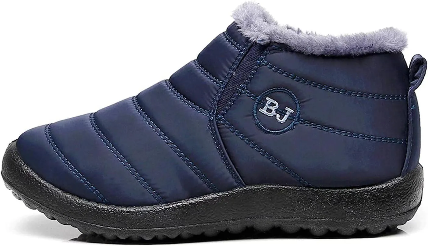 Unisex Waterproof Winter Snow Boots Warm Ankle Booties Fur Lining Shoes Lightweight