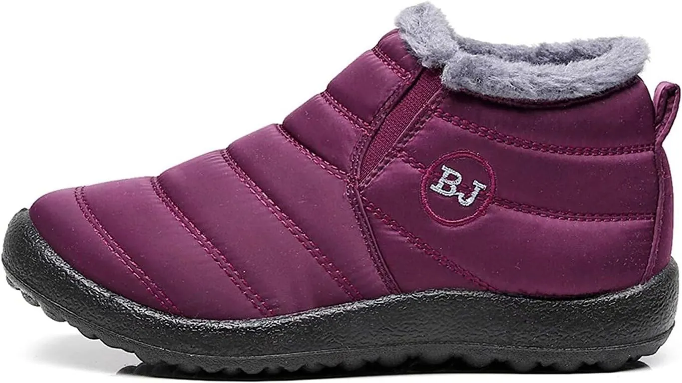Unisex Waterproof Winter Snow Boots Warm Ankle Booties Fur Lining Shoes Lightweight