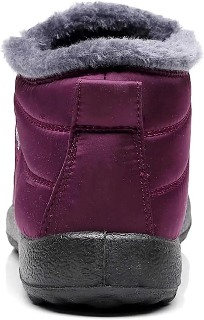 Unisex Waterproof Winter Snow Boots Warm Ankle Booties Fur Lining Shoes Lightweight