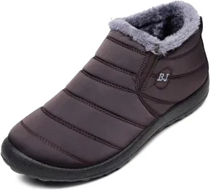 Unisex Waterproof Winter Snow Boots Warm Ankle Booties Fur Lining Shoes Lightweight