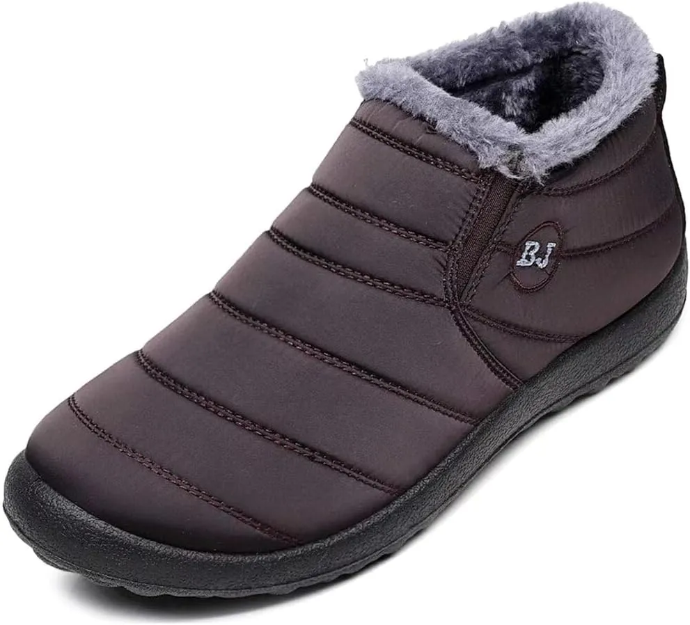Unisex Waterproof Winter Snow Boots Warm Ankle Booties Fur Lining Shoes Lightweight