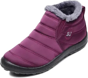 Unisex Waterproof Winter Snow Boots Warm Ankle Booties Fur Lining Shoes Lightweight