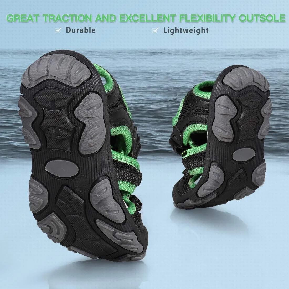 UOVO Boys Sandals Kids Sandals Hiking Athletic Closed-Toe Beach Summer Sandals for Boys Quick-Drying Slip Resistant