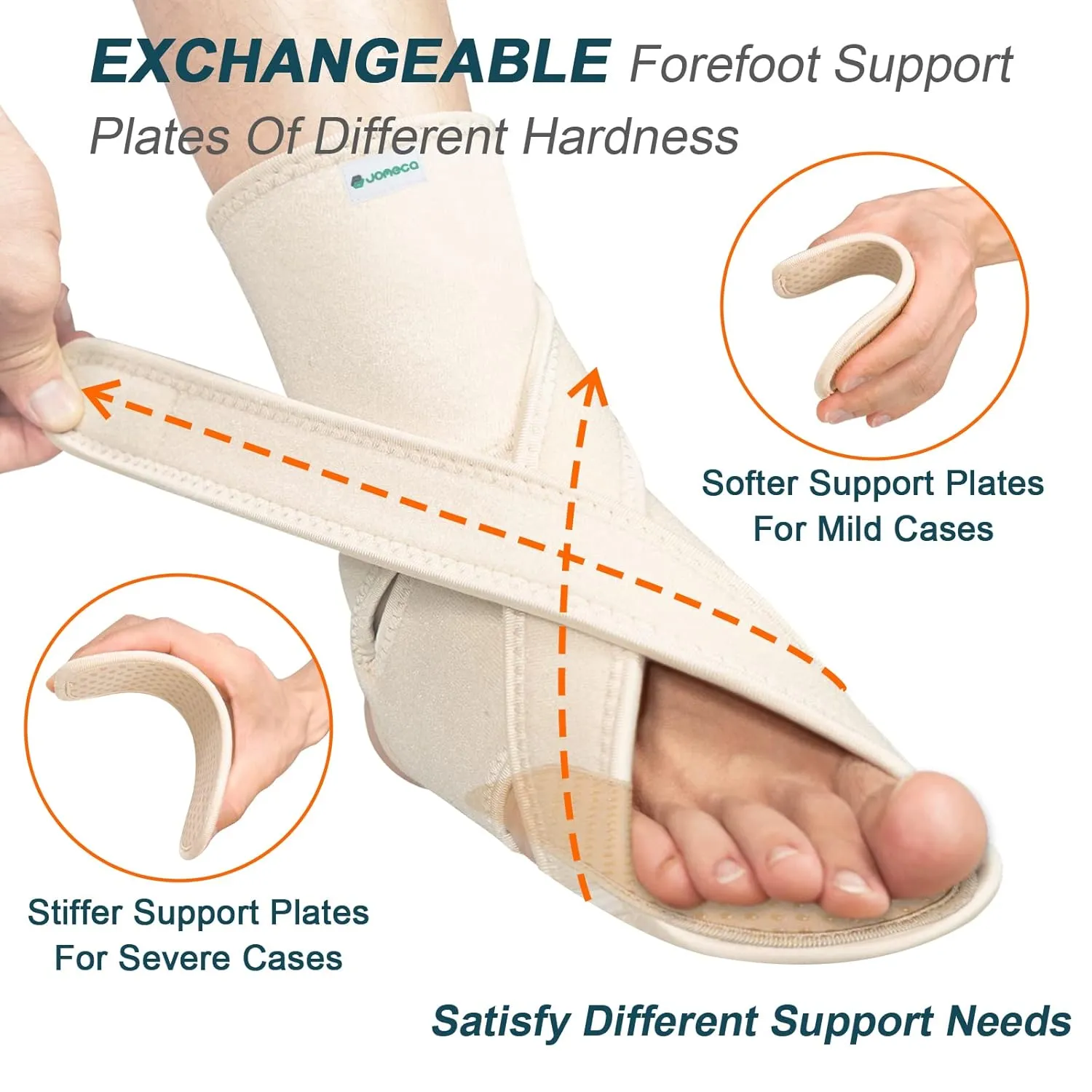 Upgraded Drop Foot Brace for Walking with Shoes - Dual Forefoot Support Plates Adjustable Soft AFO, Foot Drop, TBI, ALS, MS, Bone Fracture, Fits Women & Men FSA/HSA (Beige Left, S/M)