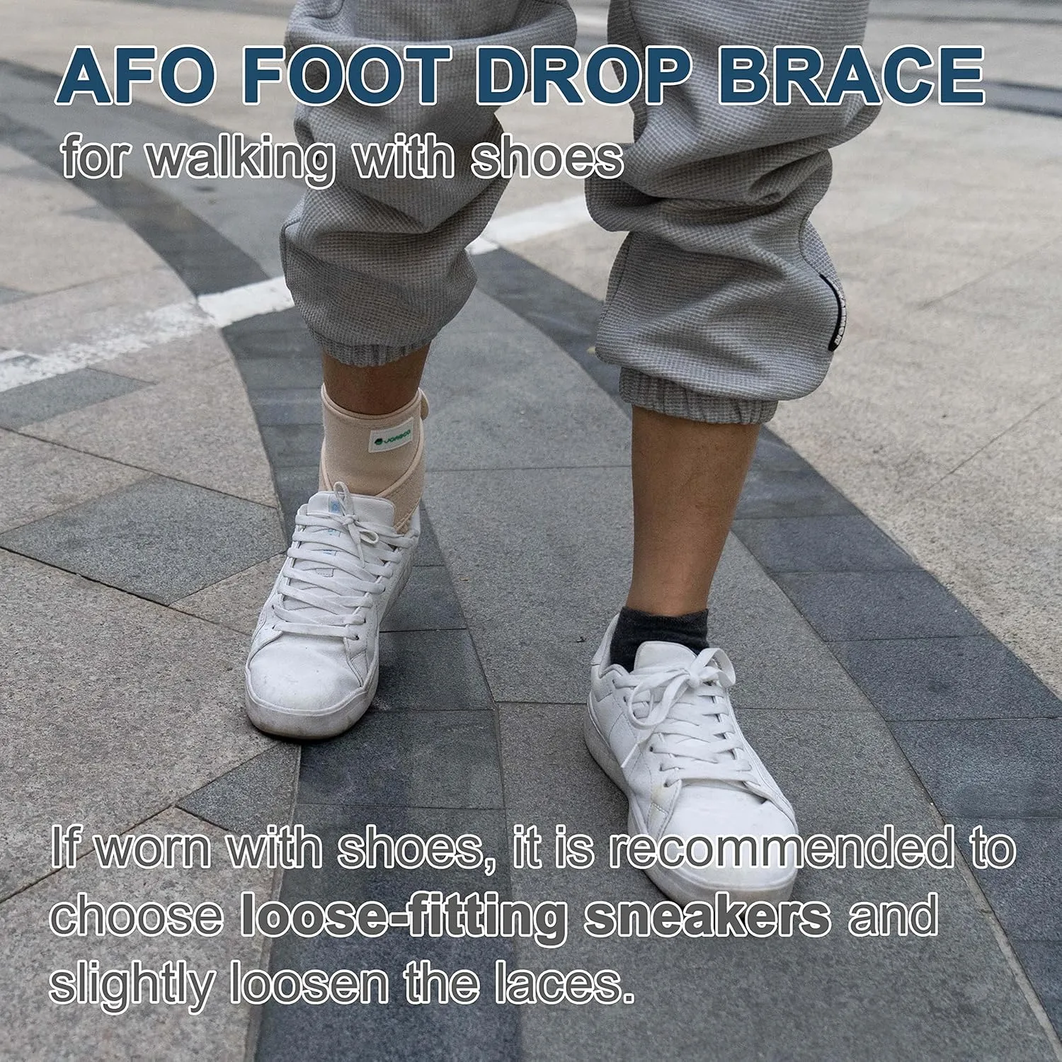 Upgraded Drop Foot Brace for Walking with Shoes - Dual Forefoot Support Plates Adjustable Soft AFO, Foot Drop, TBI, ALS, MS, Bone Fracture, Fits Women & Men FSA/HSA (Beige Left, S/M)