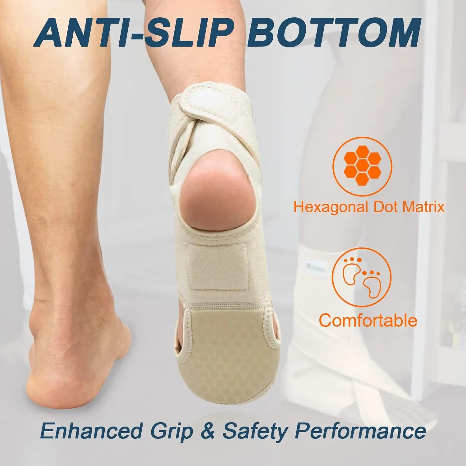 Upgraded Drop Foot Brace for Walking with Shoes - Dual Forefoot Support Plates Adjustable Soft AFO, Foot Drop, TBI, ALS, MS, Bone Fracture, Fits Women & Men FSA/HSA (Beige Right, S/M)