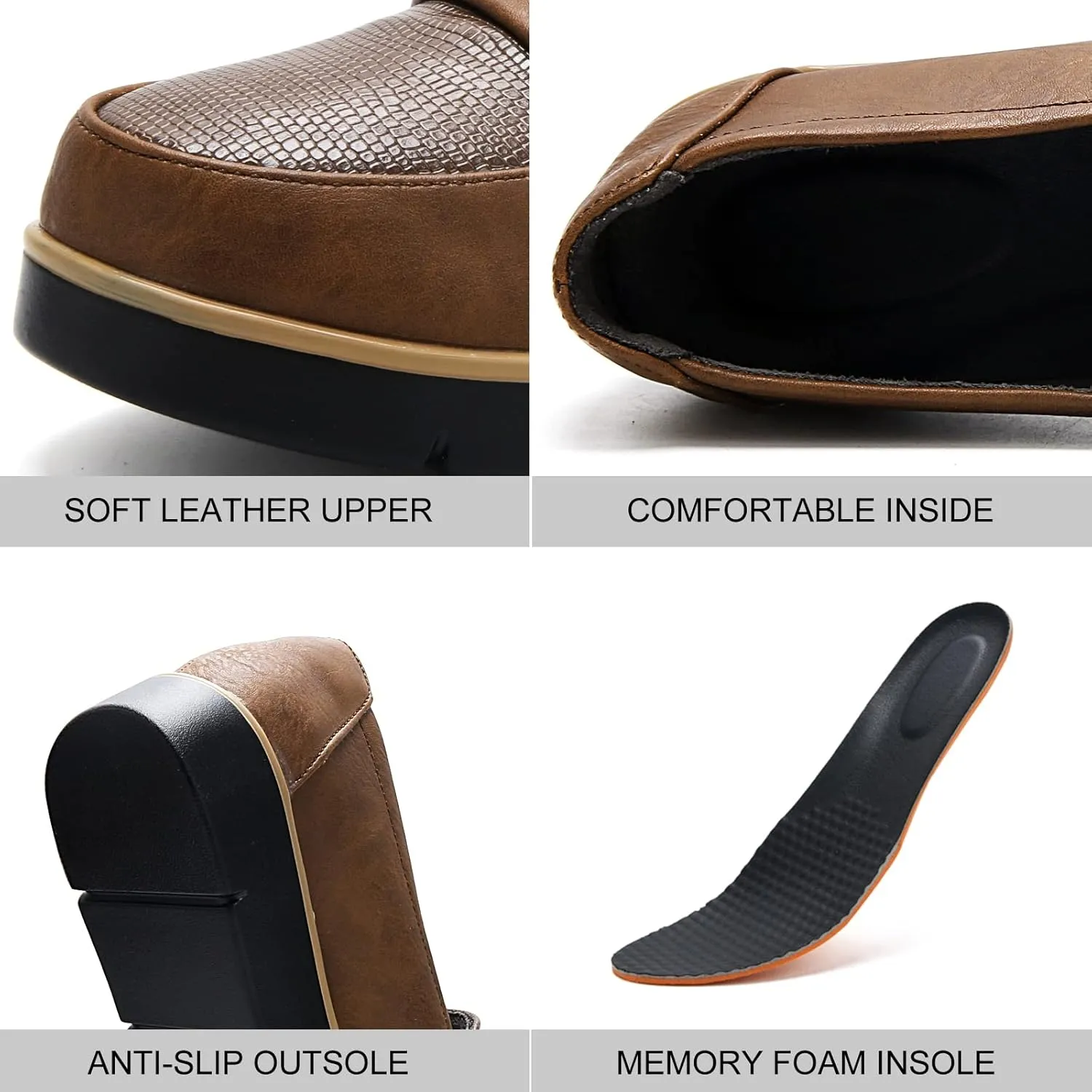 UZB Slip On Loafers for Womens Leather Comfort Memory Foam Dress Shoes