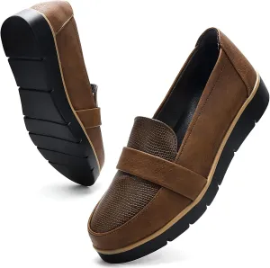 UZB Slip On Loafers for Womens Leather Comfort Memory Foam Dress Shoes