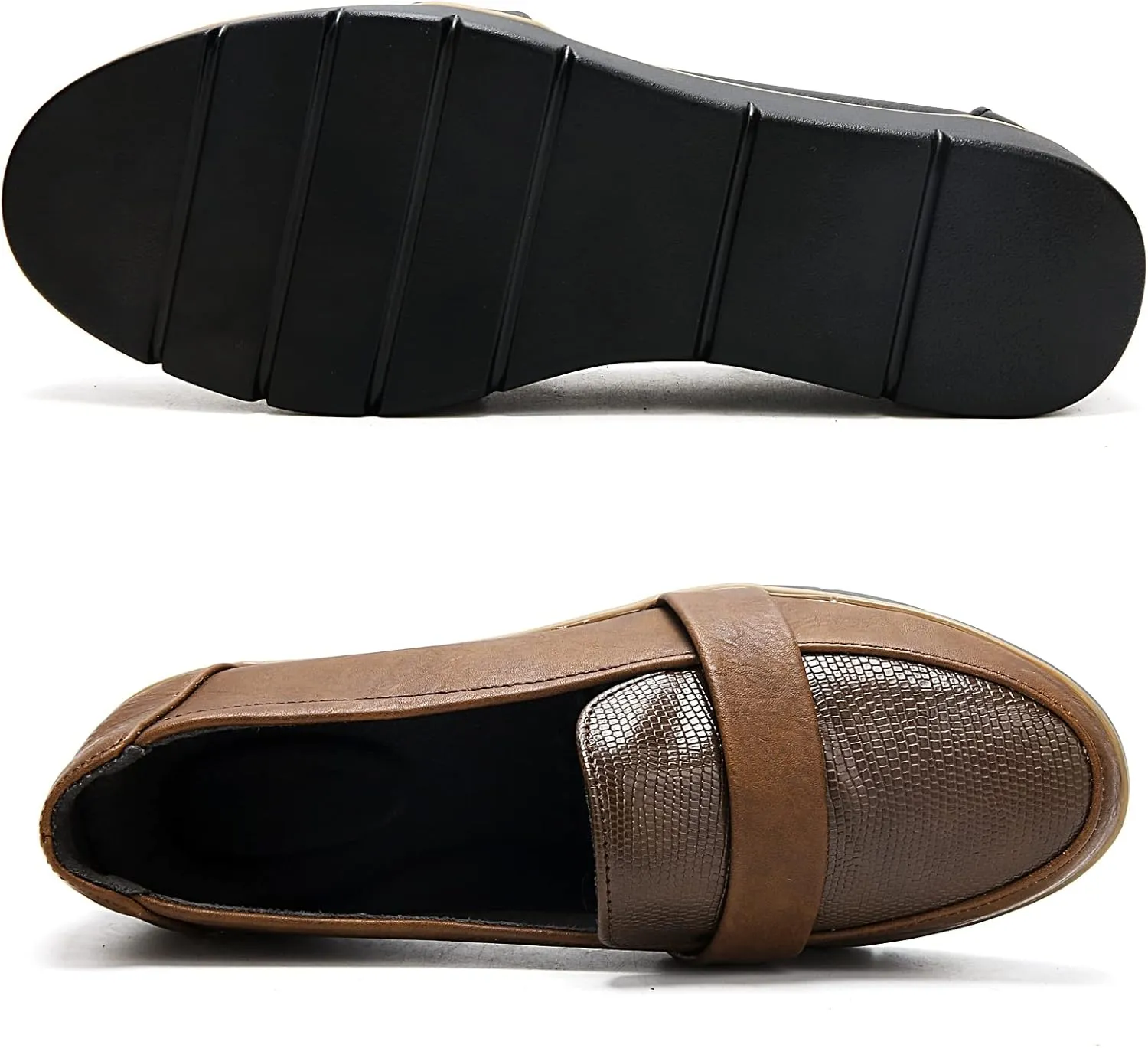 UZB Slip On Loafers for Womens Leather Comfort Memory Foam Dress Shoes