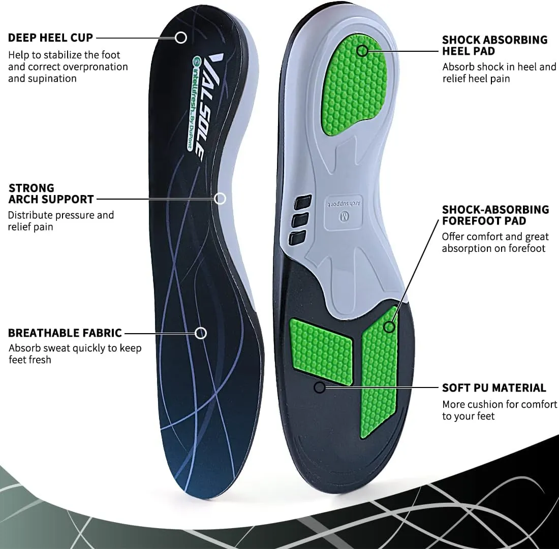 VALSOLE Plantar Fasciitis Orthotic Shoe Inserts,Athletic Running Insoles for Women and Men,Arch Support Gel Comfort Shoe Insoles,Relieve Fallen Arch,Flat Feet,metatarsalgia,Pronation,Heel Pain…