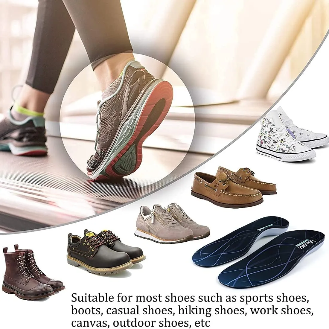 VALSOLE Plantar Fasciitis Orthotic Shoe Inserts,Athletic Running Insoles for Women and Men,Arch Support Gel Comfort Shoe Insoles,Relieve Fallen Arch,Flat Feet,metatarsalgia,Pronation,Heel Pain…