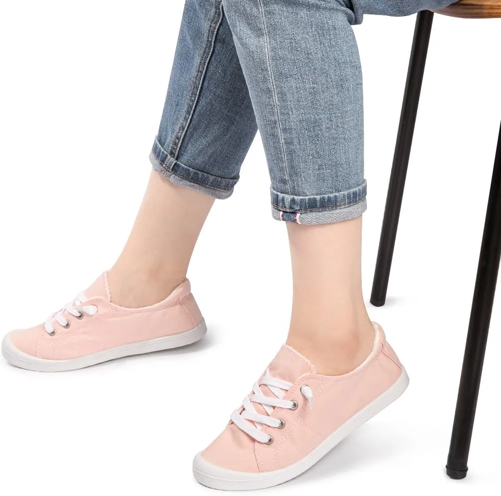 Vanessa Women's Slip On Canvas Shoes Low Top Fashion Sneakers Casual Flats Walking Shoes Comfy Loafers