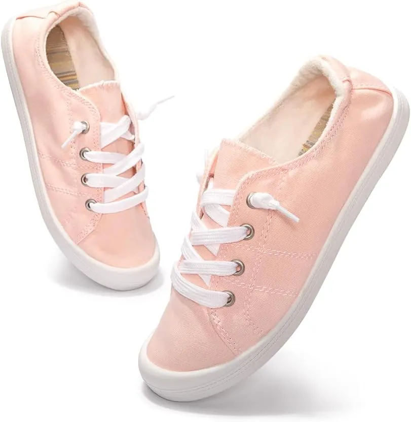 Vanessa Women's Slip On Canvas Shoes Low Top Fashion Sneakers Casual Flats Walking Shoes Comfy Loafers
