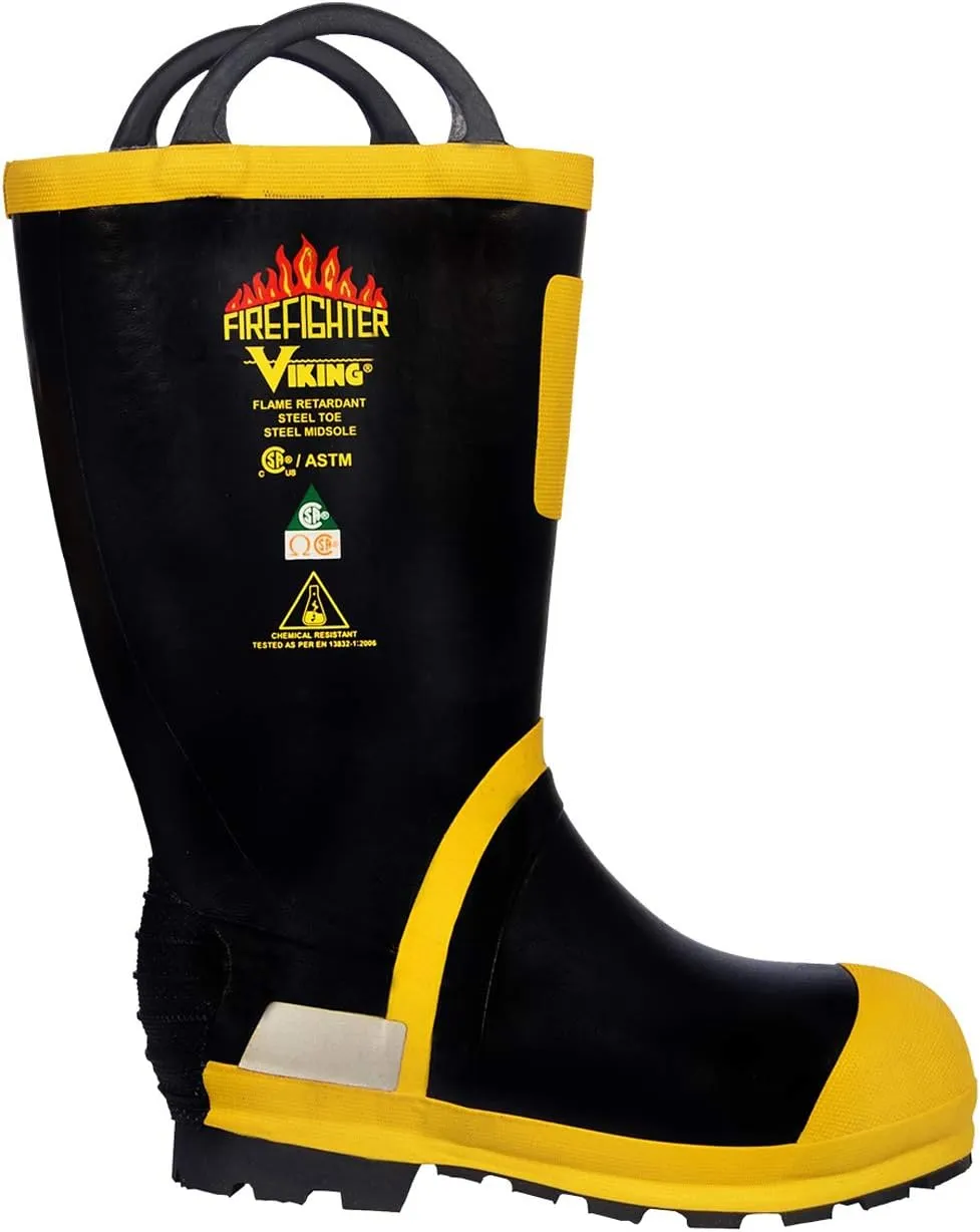 Viking Men's 14” Felt Lined Firefighter and EMS Boots with Chemical Resistant FR Upper, and Steel Toe, EH