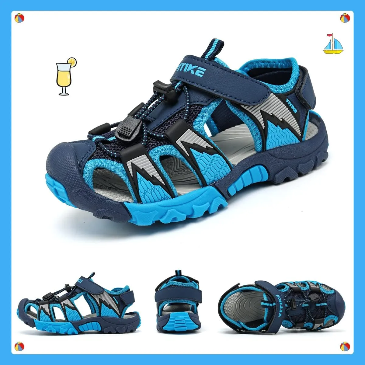 VITUOFLY Kids Sandals Boys Outdoor Hiking Sports Sandal Girls Pool Beach Shoes Summer Water Shoe Sneakers