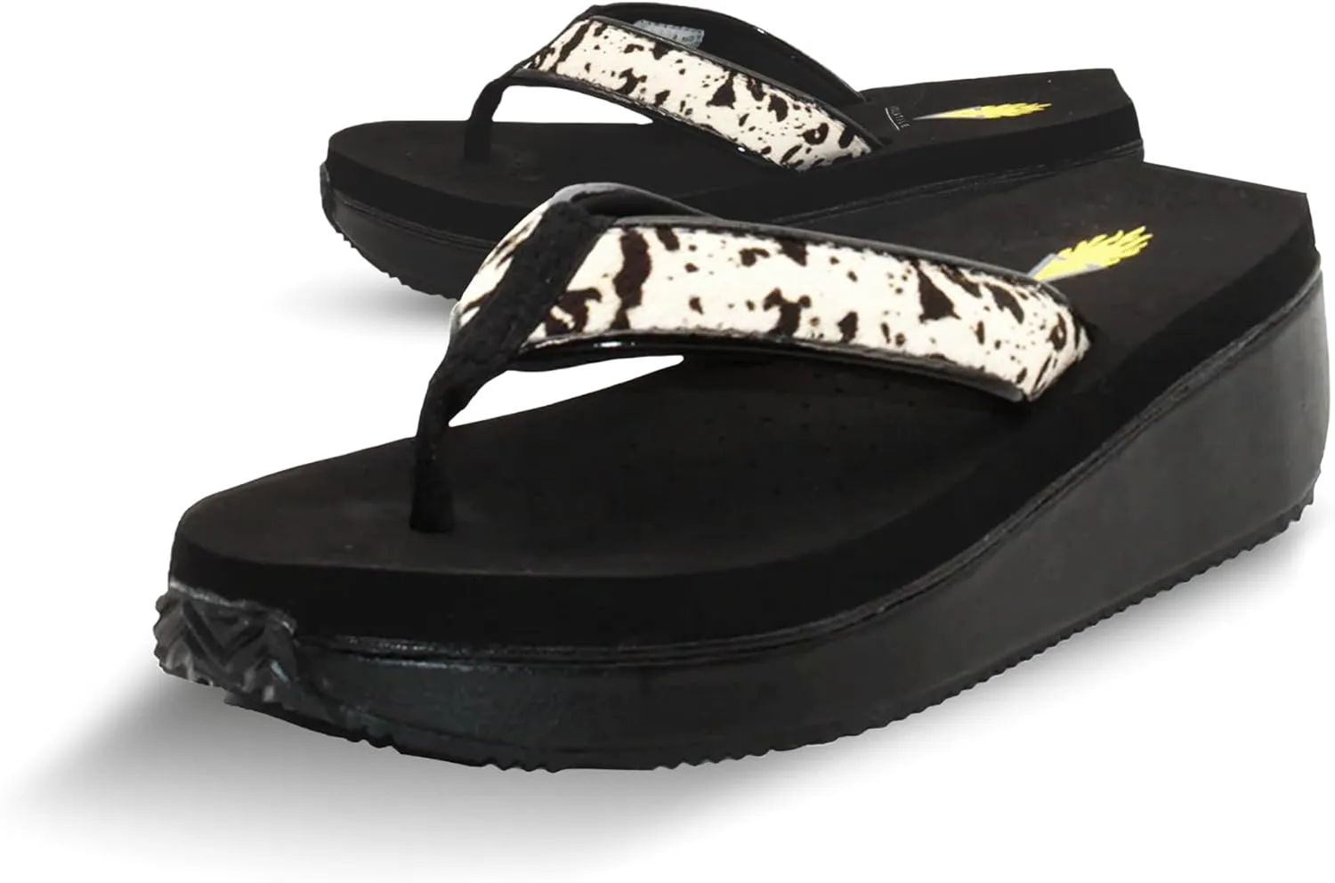 VOLATILE Neville Wedge Sandals for Women Featuring Soft Webbed Textile Thong Post, Padded Lining, and Slip-On Wedge Style