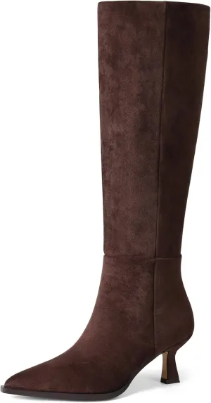 VOMIRA Knee High Boots for Women Black Boots Pointy Toe Kitten Heels Wide Calf Boots 3 In High Heels Long Boots Stiletto Boots Dress Tall Boots