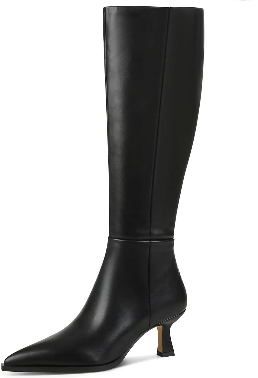 VOMIRA Knee High Boots for Women Black Boots Pointy Toe Kitten Heels Wide Calf Boots 3 In High Heels Long Boots Stiletto Boots Dress Tall Boots