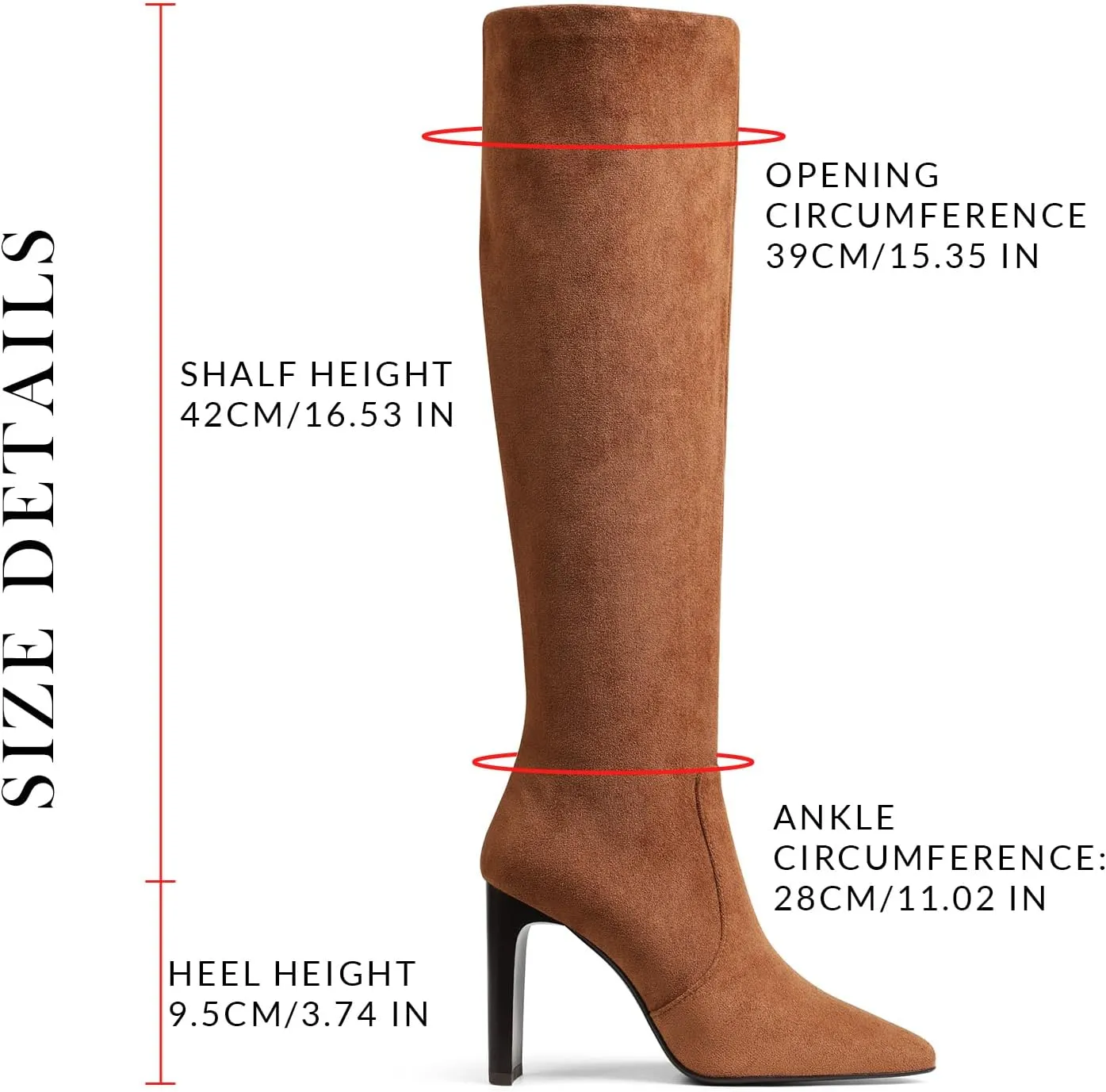 VOMIRA Knee High Boots Women Chunky Heel Square Toe Black Boots for Women High Heel Side Zipper Dress Long Boots Stretch Leather Tall Boots