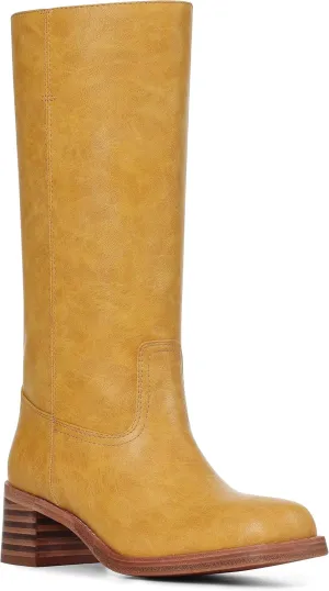 VOMIRA Women's Knee High Boots Wide Calf Boots Black Boots Square Toe Chunky Block Heel Long Boots Pull On Riding Boots Knight Boots Casual Comfortable Low Heel Womens Boots