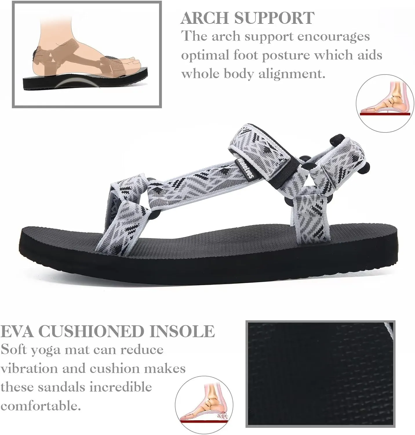 WateLves Womens-Sport-Sandals Outdoor Hiking Sandals with-Arch-Support Comfortable Webbing-Water-Athletic Beach-Sandals for Travel-Walking-Trekking-Camping