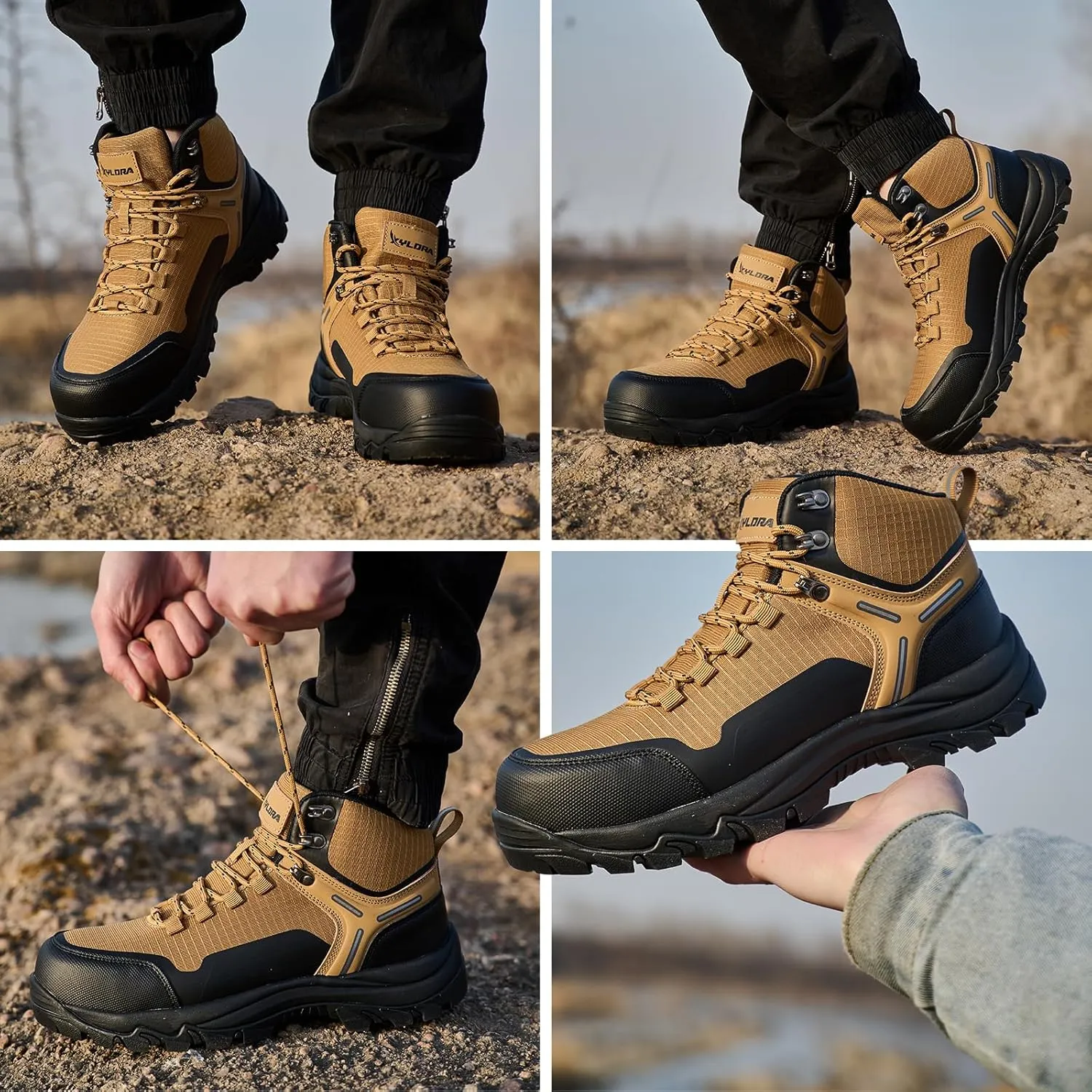 Waterproof Steel Toe Boots for Men Wide Width Slip Resistant Work Shoes Lightweight Non Slip Safety Sneakers Construction Composite Toe Working Footwear