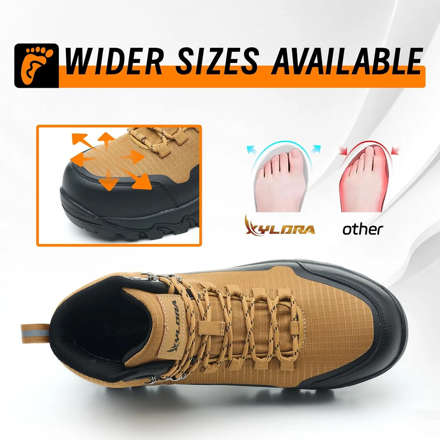 Waterproof Steel Toe Boots for Men Wide Width Slip Resistant Work Shoes Lightweight Non Slip Safety Sneakers Construction Composite Toe Working Footwear