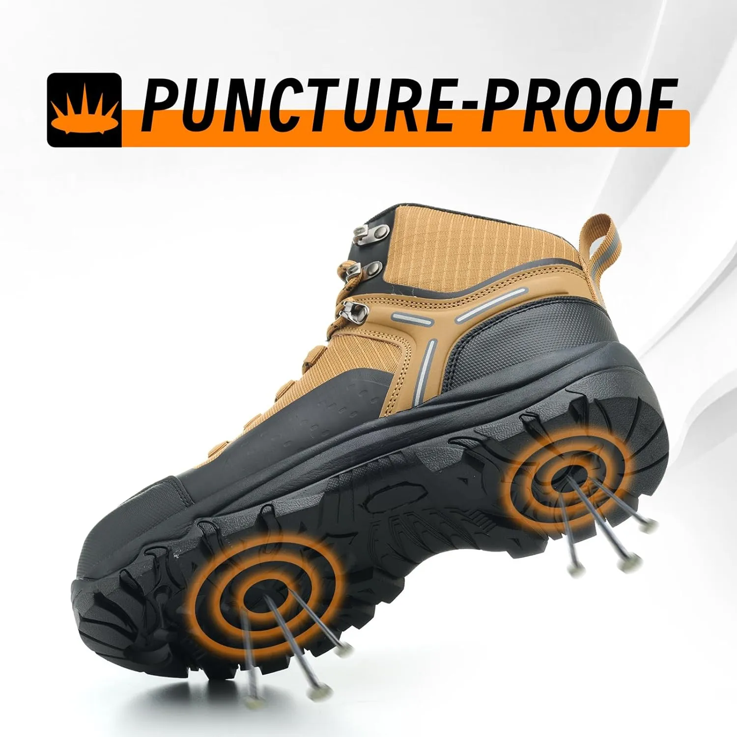 Waterproof Steel Toe Boots for Men Wide Width Slip Resistant Work Shoes Lightweight Non Slip Safety Sneakers Construction Composite Toe Working Footwear