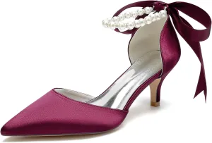 Wedding Shoes for Bride mid Kitten Heel Comfy Closed Pointed Toe High Heels for Women Heeled Pumps Sandals Bridesmaids