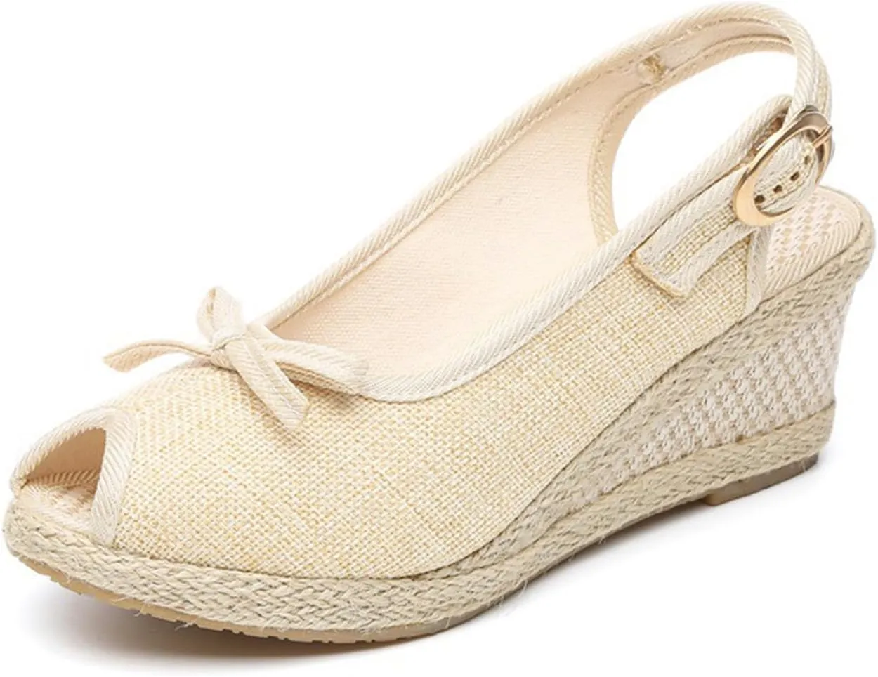 Wedge Sandals for Women Comfortable Dressy Summer Backless Buckle Platform Heels Sandals Cute Fashion Comfy Shoes Open Toe Beach Vocation Espadrilles Outdoors