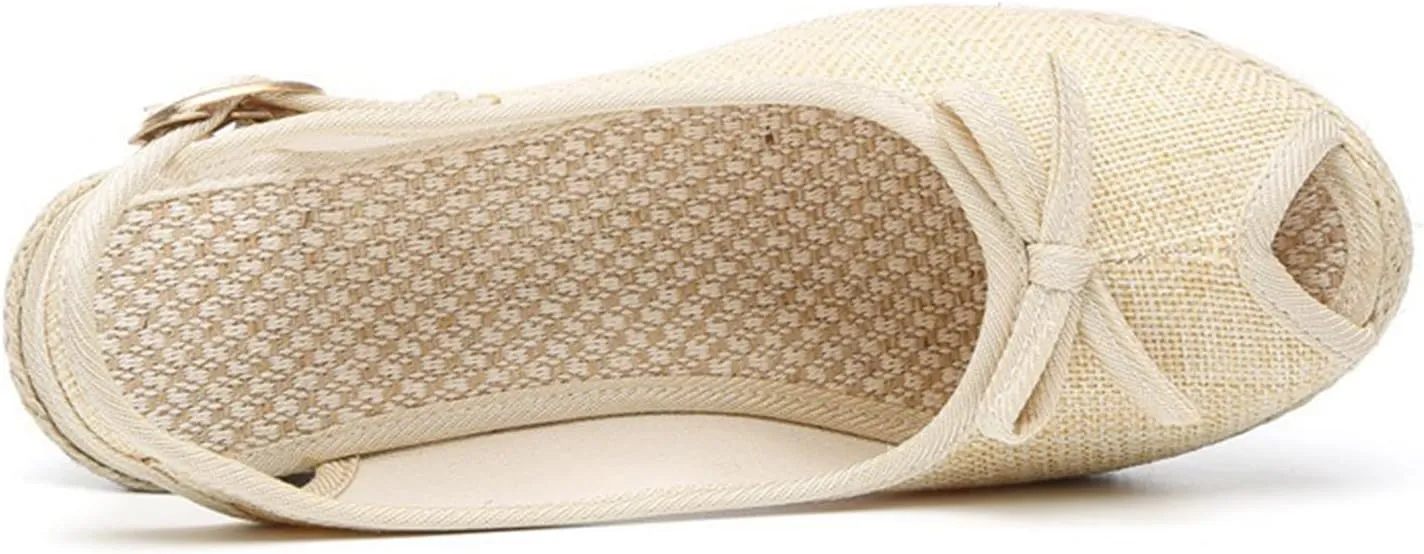 Wedge Sandals for Women Comfortable Dressy Summer Backless Buckle Platform Heels Sandals Cute Fashion Comfy Shoes Open Toe Beach Vocation Espadrilles Outdoors