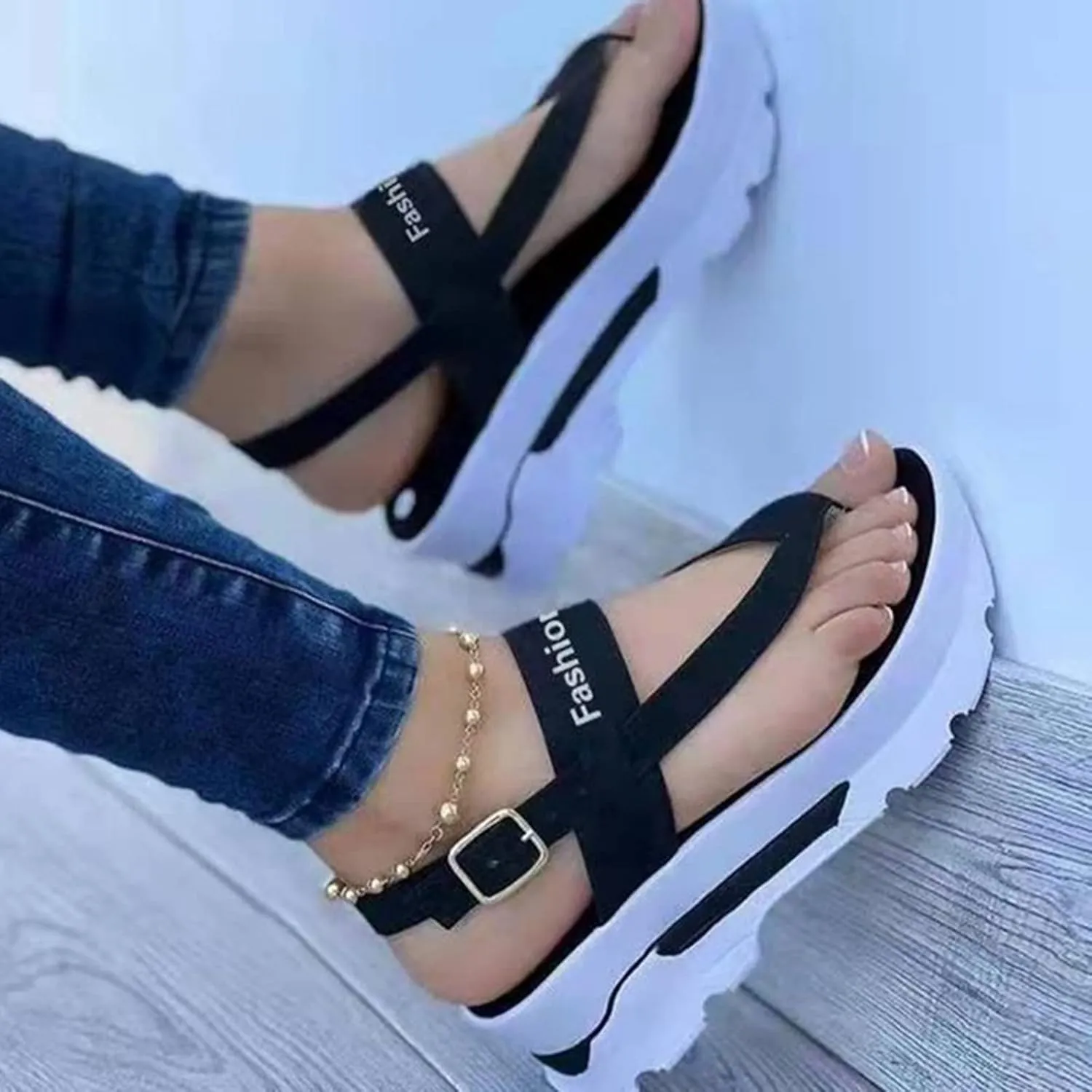 Wedge Sandals for Women Fashion Flip Flops Ankle Strap Sports Sandals Casual Open Toe Summer Platform Shoes Sandal Comfortable Thong Walking Shoes,Red,US6/EU37
