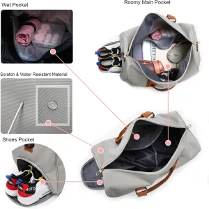 Weekender Duffel Sport Gym Bag Overnight Travel duffle Bags with Shoe Compartment Wet Pocket 2301B Grey