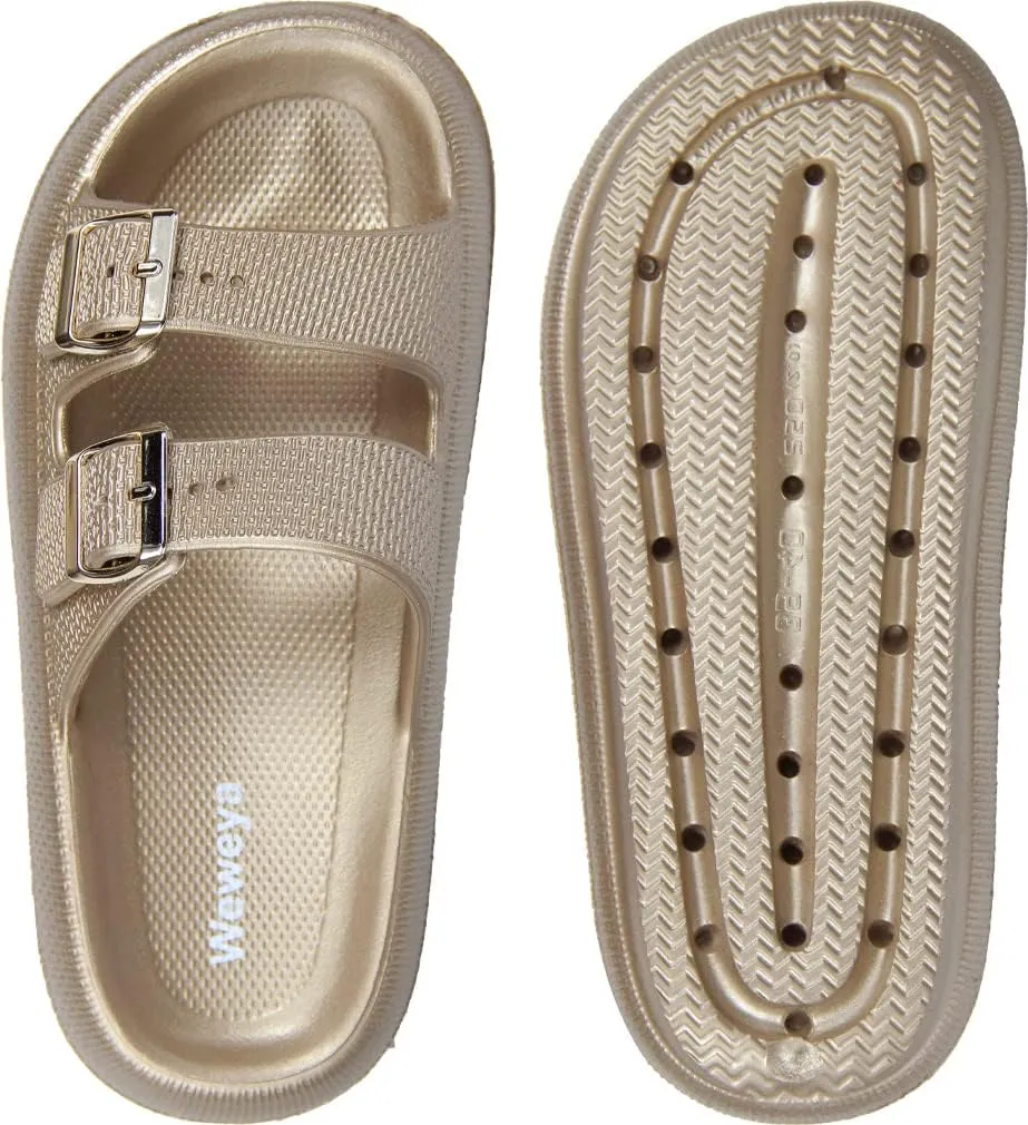 Weweya Sandals for Women and Men - Pillow Slippers - Double Buckle Adjustable Slides - EVA Flat Sandals