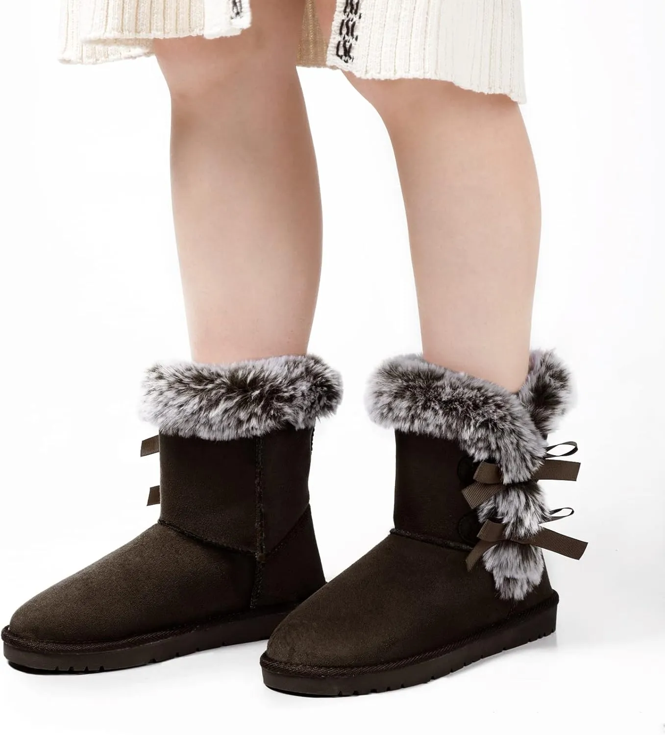 WFL Women Snow Boots Classic Mid-calf Fur Lining Fashion Winter Boots