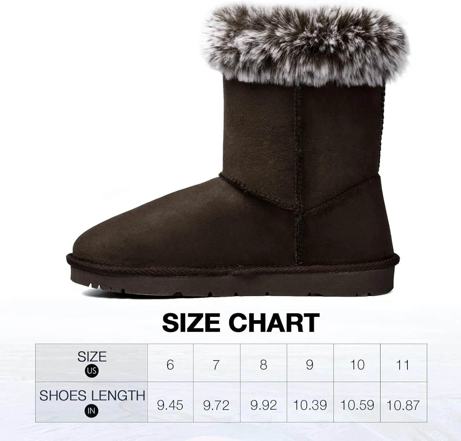 WFL Women Snow Boots Classic Mid-calf Fur Lining Fashion Winter Boots