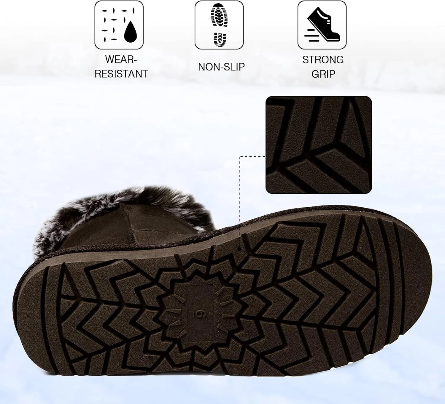 WFL Women Snow Boots Classic Mid-calf Fur Lining Fashion Winter Boots