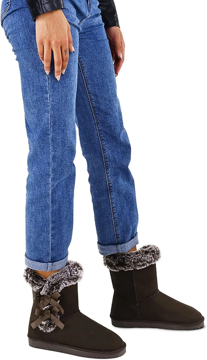 WFL Women Snow Boots Classic Mid-calf Fur Lining Fashion Winter Boots