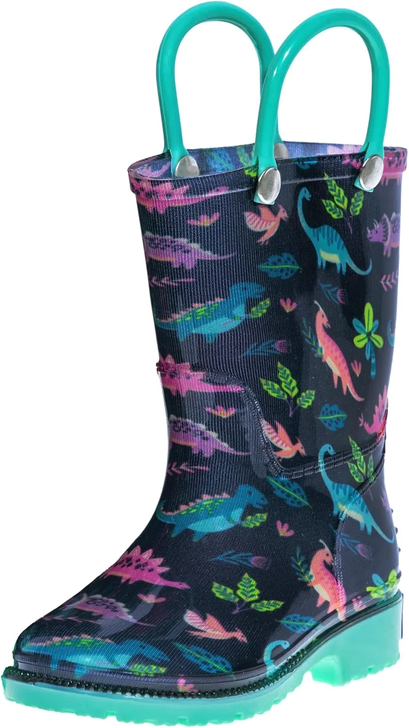 Wildkin Kids Rain Boots – 100% Waterproof with Slip-Resistant Tread & Easy Pull Handles